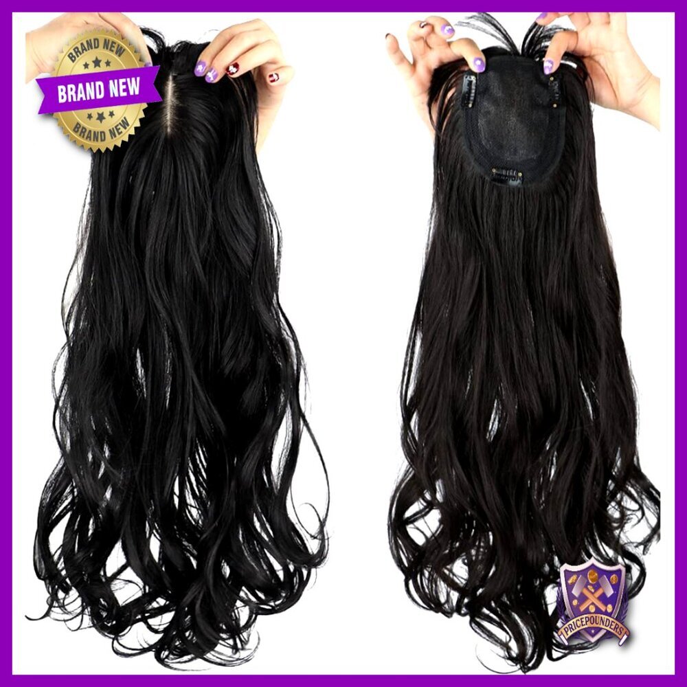Seamless Clip-In Hairpiece Wavy Human Hair Topper Thinning Hair Solution